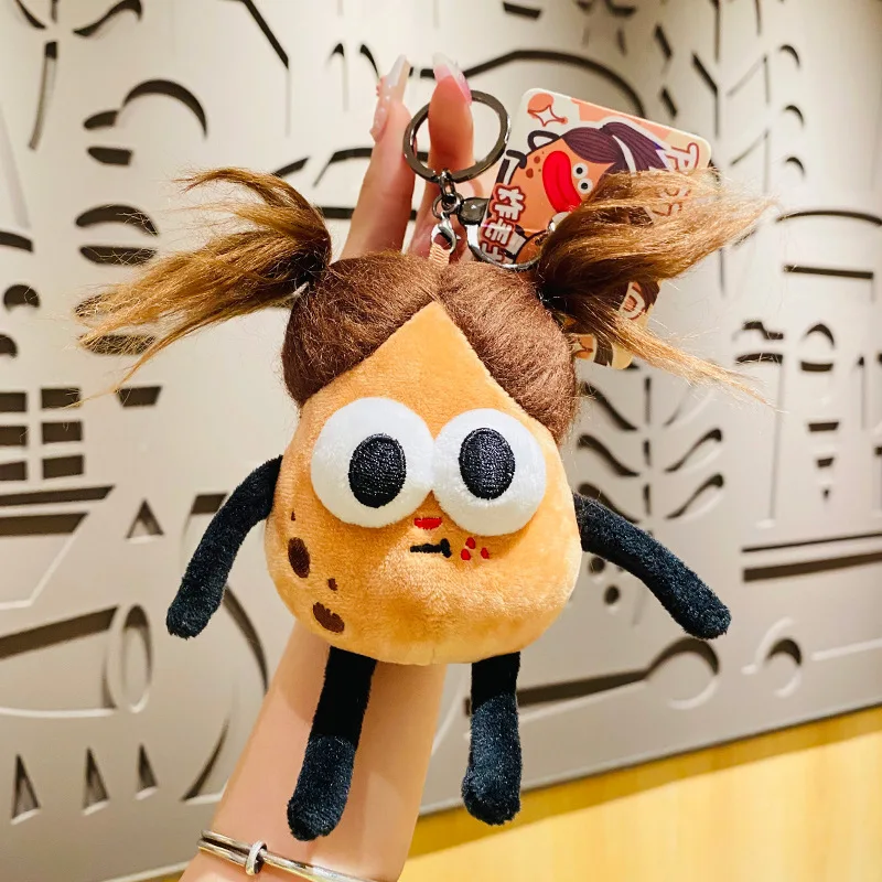 Creative Plush Fried Hair Big Eye Potato Character Key Chain Cartoon Sausage Mouth Potato Doll Toy Car Keychain Bag Pendant Gift