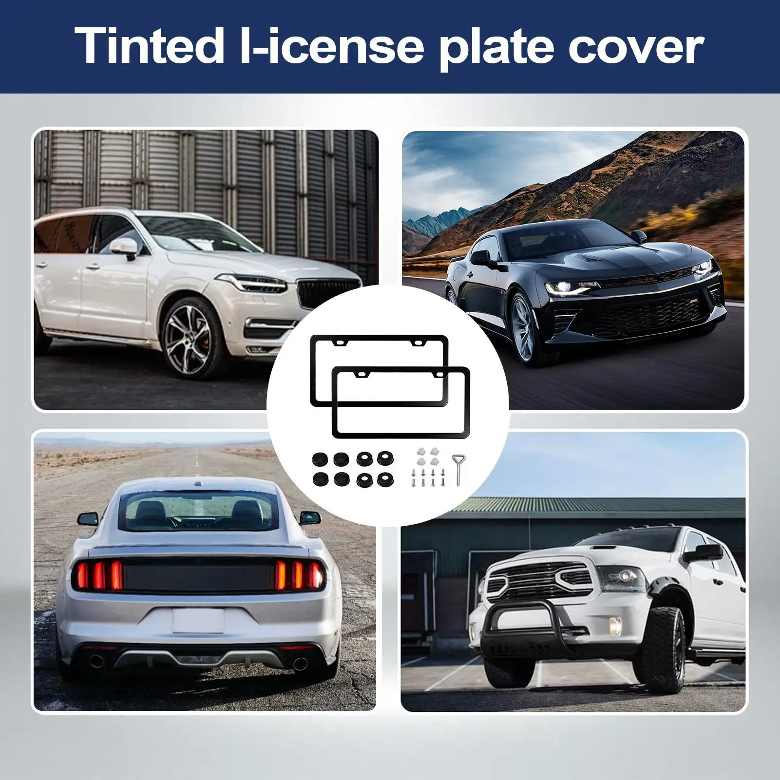 

License Plate Bracket With Screw Caps Stainless Steel Front Rear License Plate Frames For Truck RV SUV Commuting Urban Touring