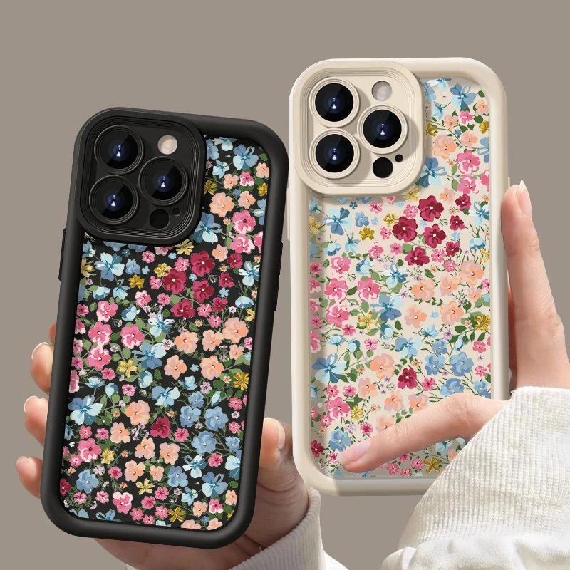 Shockproof Bumper Small Flower Case For iPhone 15 Pro Max Coque iPhone 11 12 13 14 16 Pro Max Luxury Soft Silicone Cover Fundas