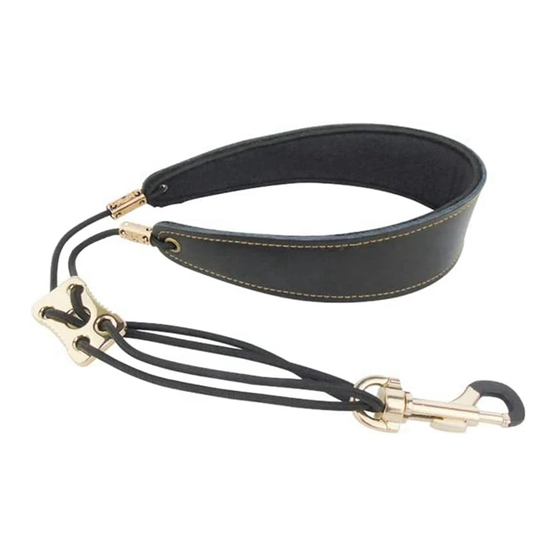 A89E-Saxophone Neck Strap Adjustable Clarinet Neck Band Soft Leather Padded Saxophone Strap For Alto And Tenor Saxophone