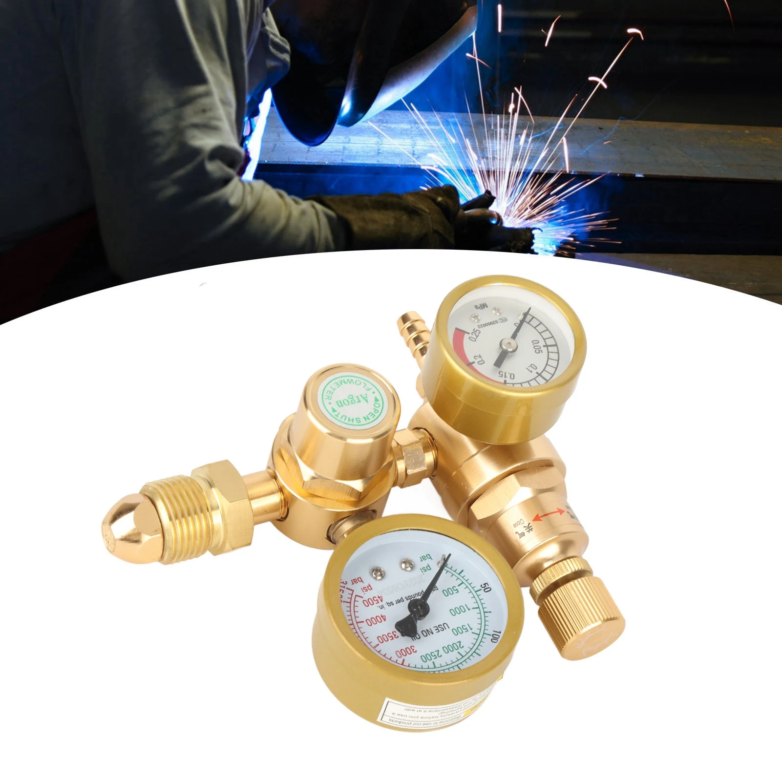 mig-flow-gauge-regulator-agron-co2-gauge-meter-valve-mig-tig-flowmeter-8in-male-thread-inlet-1-4in-outlet-welding-gas-gauge