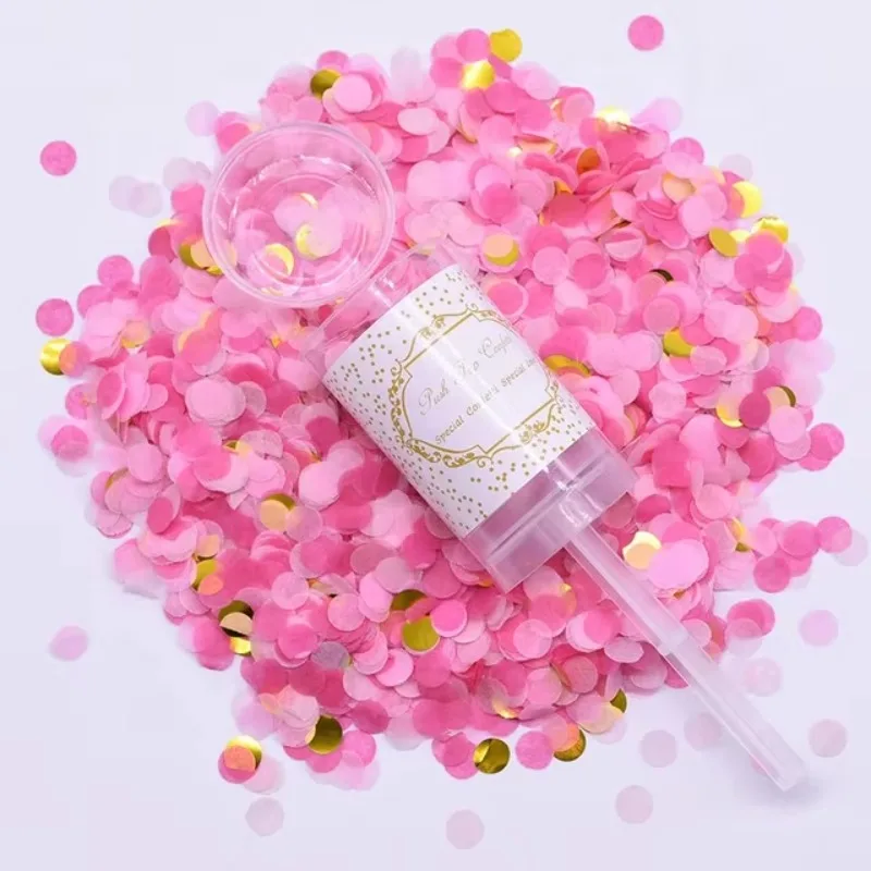 Canhões de Confete Divertidos para Casamento, Serpentinas de Papel Redondas e Quadradas, Círculos de Confete de Papel Colorido Brilhante, Lançadores de Confete para Festas