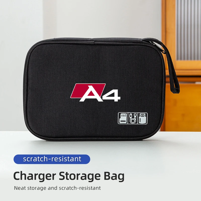 Car Styling Digital Storage Bag Portable USB Data Cable Plug Case For Audi Quattro TT A3 A4 A6 A5 Q5 A1 Q7 Q3 A8 Q2 A7 Q8 RS5 RS