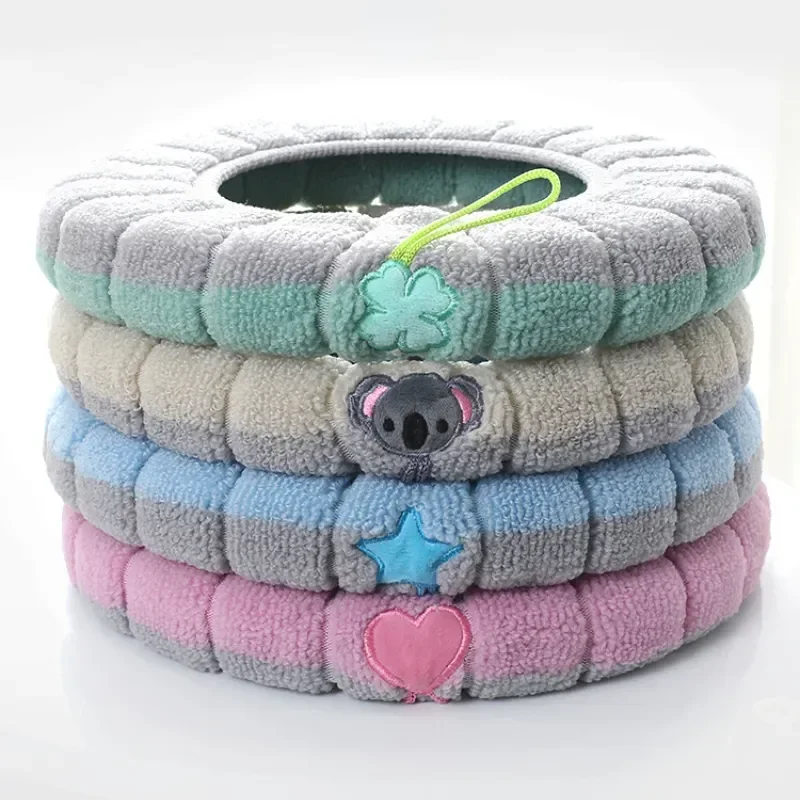 1 Pack Stitched Color Portable Knitted Toilet Mat Thickened Washable Antifreeze Toilet Cover Thickened Knitted O Type Universal
