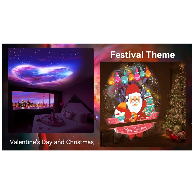 A61Z Deals 4K Ultra HD Universe Galaxy LED Projection Light 13 Pieces Dynamic Galaxy Meteor Bedroom Atmosphere Light Gift Light