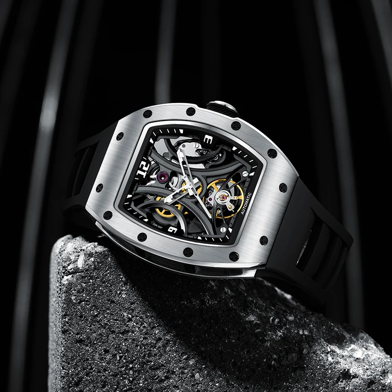 CHANCE JC-9-190G-11 التصميم الأصلي ساعة ميكانيكية توربيون ساعة أوتوماتيكية فاخرة ساعة بقرص مجوف للرجال
