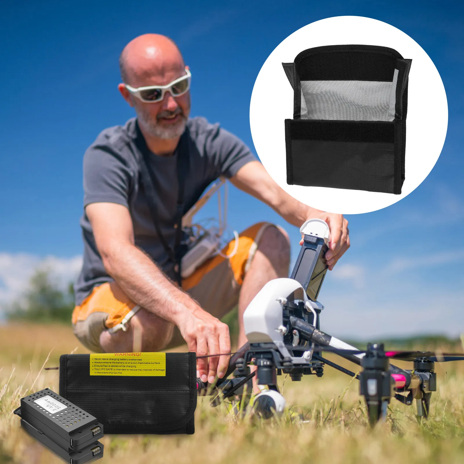 bolsa-protetora-de-alta-qualidade-resistente-ao-fogo-para-baterias-com-design-leve-e-compacto-ideal-para-garantir-a-seguranca-da-bateria-de-um-drone-durante-o-carregamento-e-o-transporte