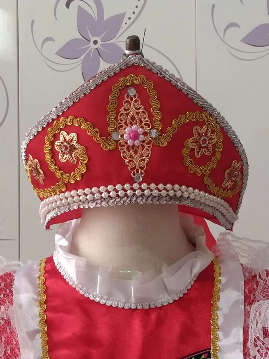 Russian Kokoshnik Headband Pink Beaded Folk Headdress Ribbon Crown Kokoshnik Pink - Etsy main image 3