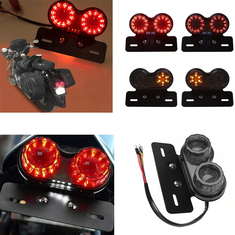 

12V Motorcycle Tail Light With Turn Signal Indicator Stop Lamp License Plate Bracket Lamp Integrated Universal For Motorbike