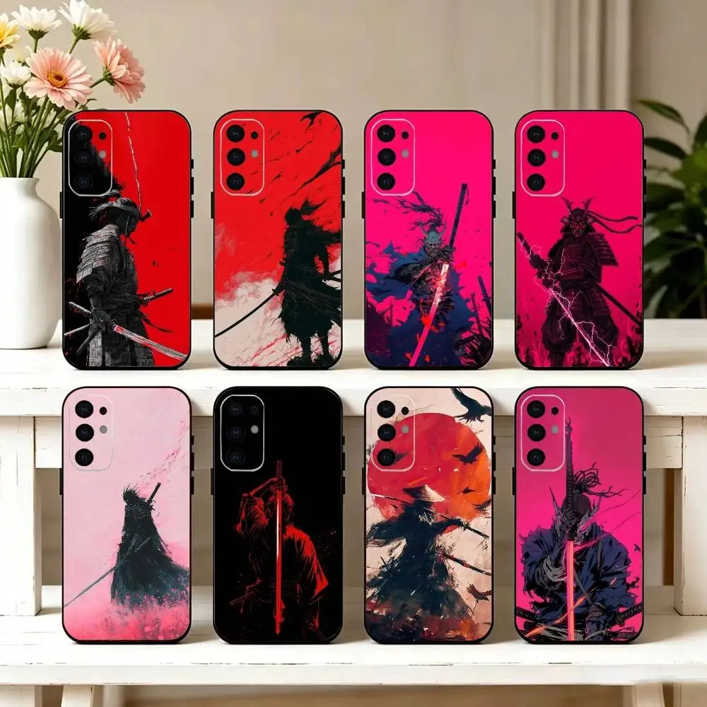 J-Japanese R-Ronin S-Samurai Phone Case For Samsung S25,S24,S21,S22,S23,S30,Ultra,S20,Plus,Fe,Lite,Note,10,Black Cover