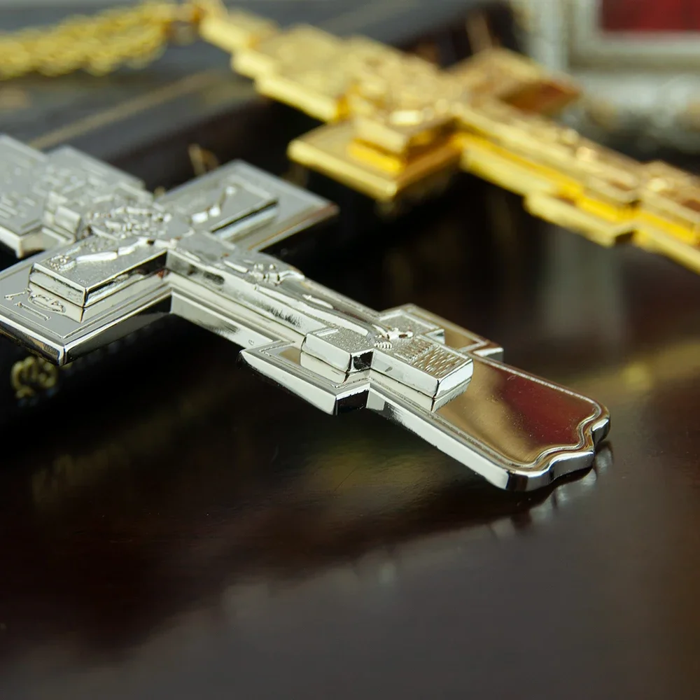 HTISOK Atemberaubende religiöse Ritualartikel: Orthodoxes Jesus-Kreuz-Anhänger-Halskette für Kirchenpastoren – Detail 9