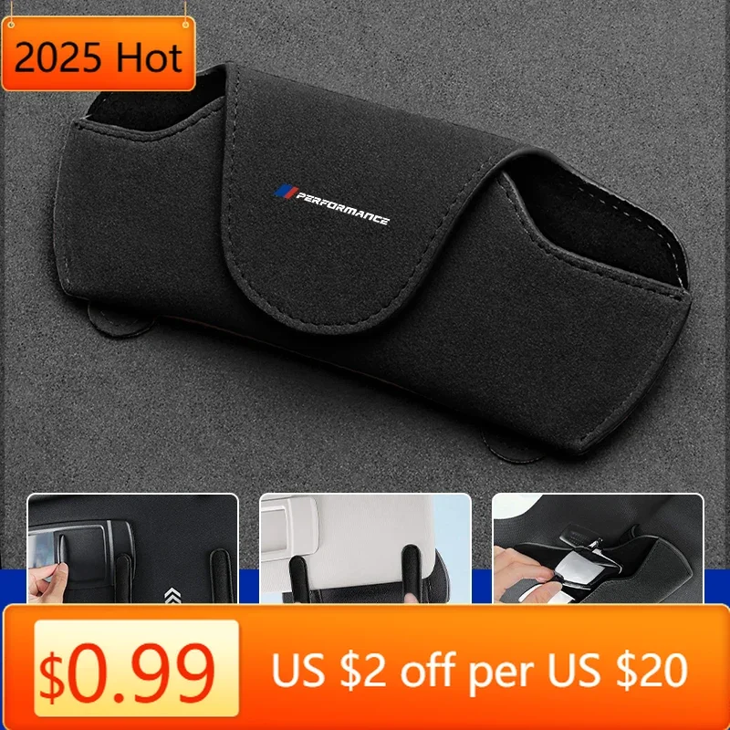 

2025 New Car Sun Visor Sunglasses Case Glasses Organizers Box For BMW Power Performance M3 M5 E90 E60 E46 E39 F30 F10 E87 X3 X4