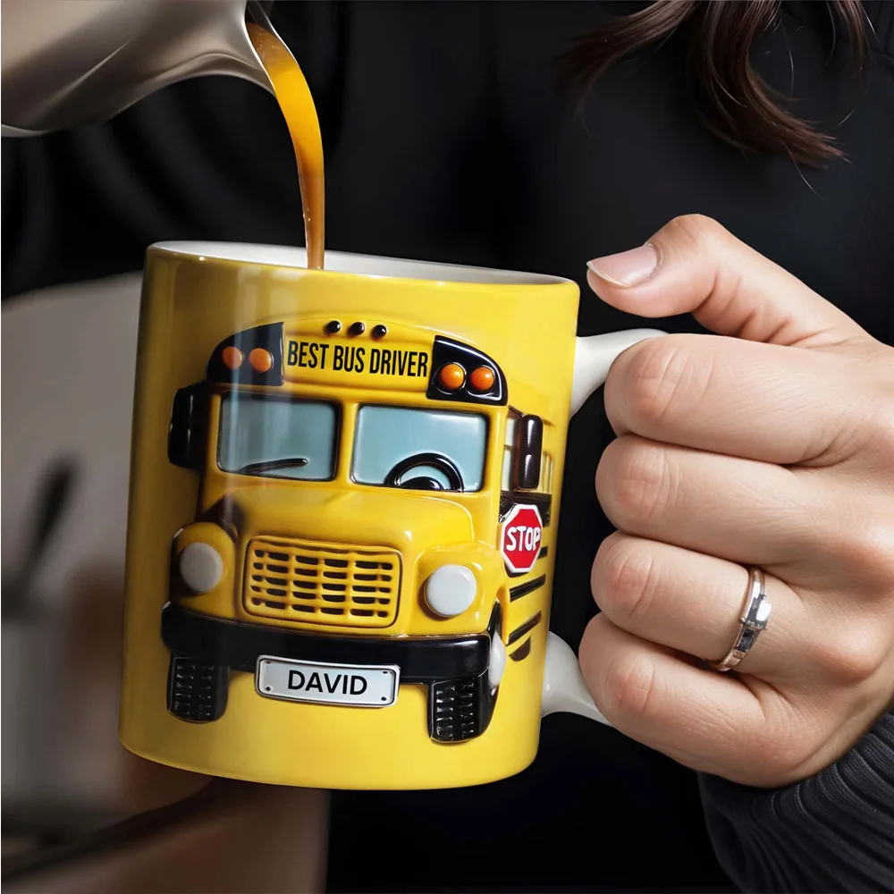 Personalized Name Engraving Bus Driver Gift coffee mug  Customized Monogrammed Beverage Holder for Transit Professionals