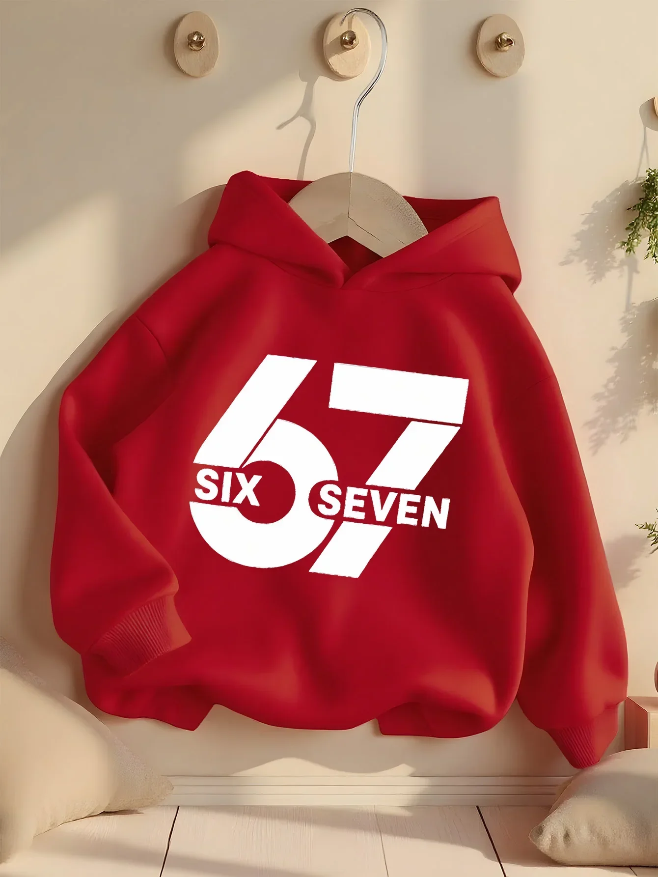 Kids Teen Boys Girls Number 67 Six Seven Graphic Printed Hoodies Black Sports Sweatshirt Varsity Long Sleeve Pullover Tops