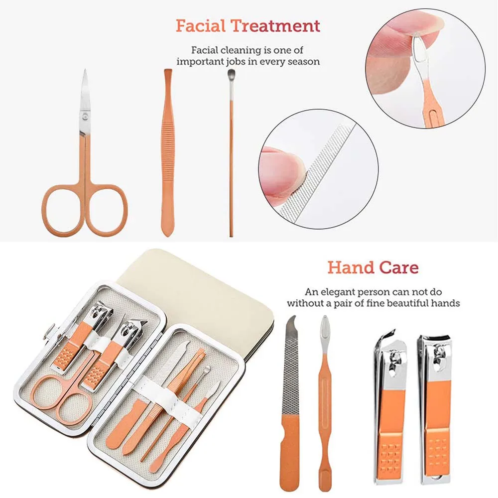 Op Maat Gemaakte Naam 7 Stuks Nagelknipper Set Roestvrijstalen Nagelverzorgingstools Met Organizer Case Huishoudelijke Pedicure Manicure Toolkit