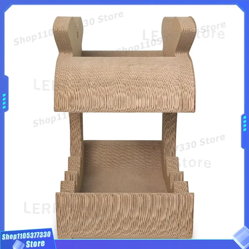 Double Layer Corrugated Cardboard Cat Scratcher Board Durable Coconut Tree Design Integrated Pet Toy House for Kittens Multi