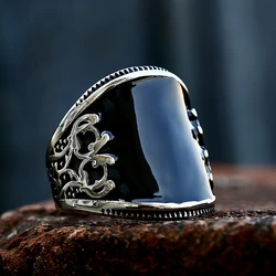 Vintage Carved Pattern Black Color Classic Ring Men's Stainless Steel Punk Biker Ring Jewelry Attend Party Gifts Dropshipping