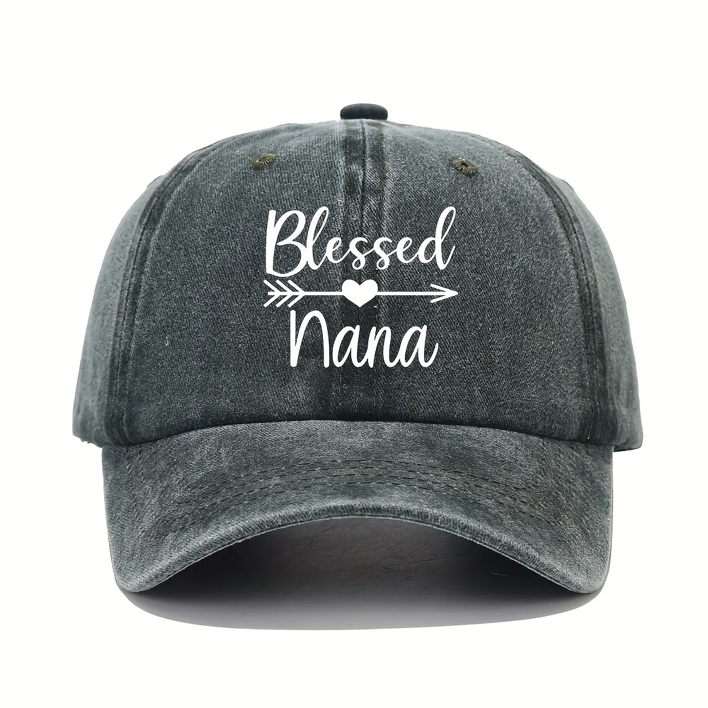 Blessed Nana Print Baseball Cap Classic Solid Color Slogan Hat Vintage Washed Distressed Dad Hats For Women Men