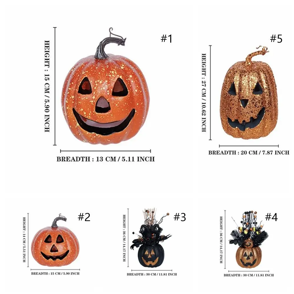 مخيف هالوين اليقطين ضوء الديكور البلاستيك رائعة اليقطين تشكيلة زهور ديكور مصباح ليد متوهجة اليقطين ديكور