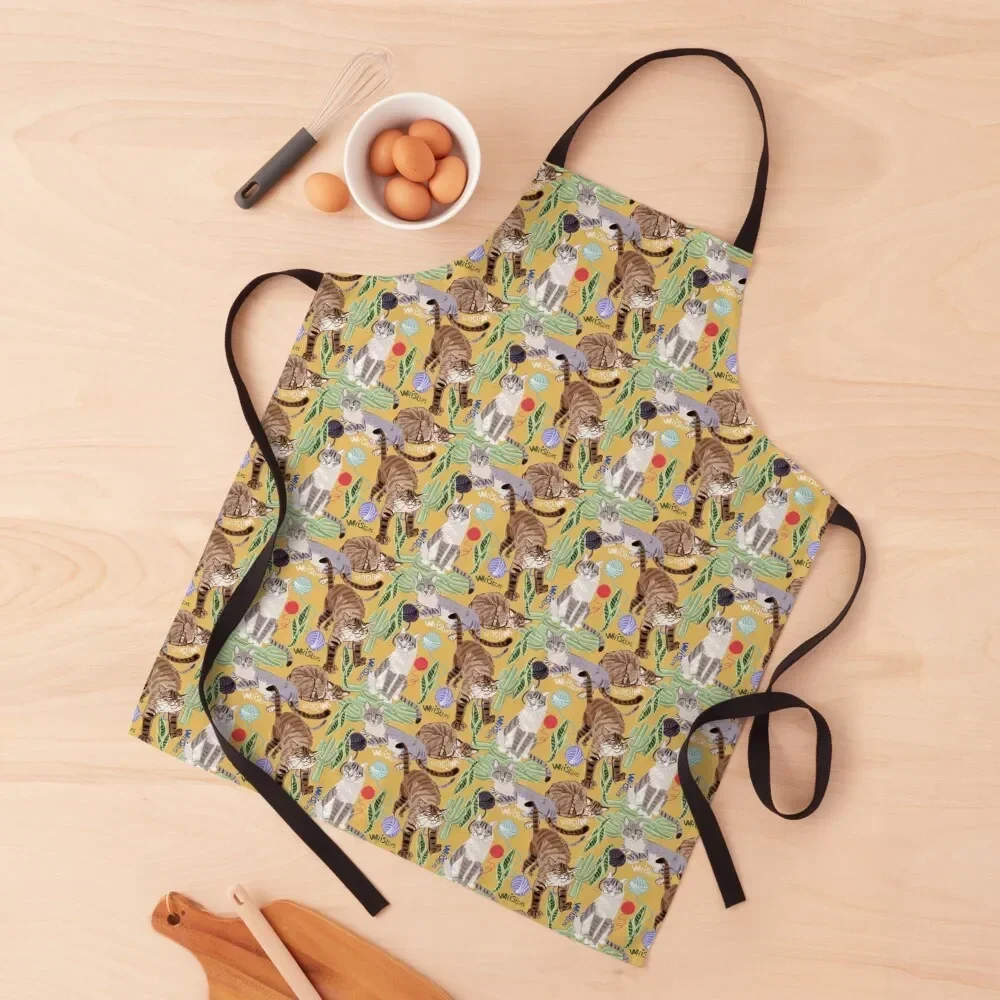 Cats Whiskers and Yarn Yellow Apron home women cook wear Apron