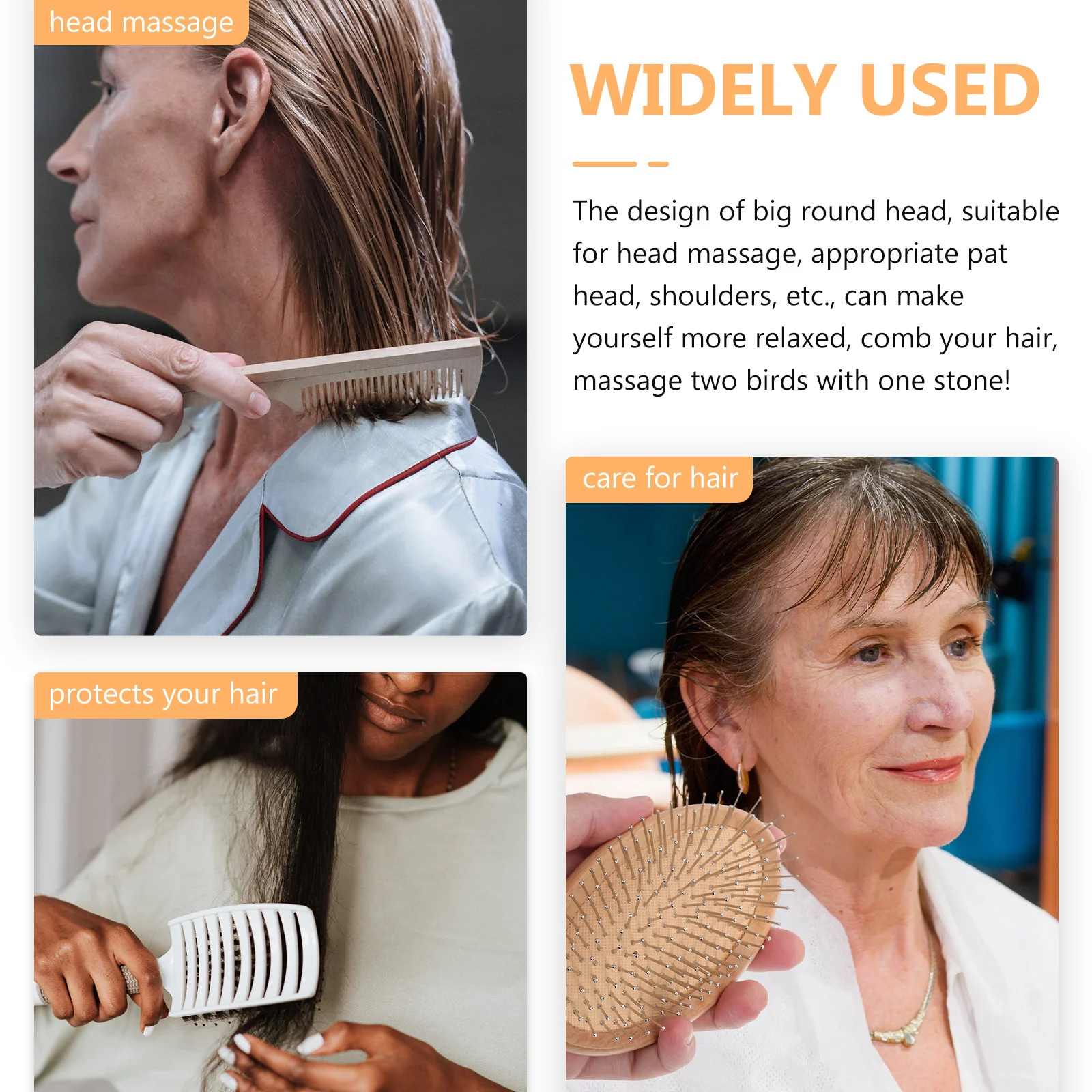 

Airbag Comb Massage Brush For Scalp Care Lightweight Portable Smooth Gentle Anti- Beech Wood Hairdressing Tool