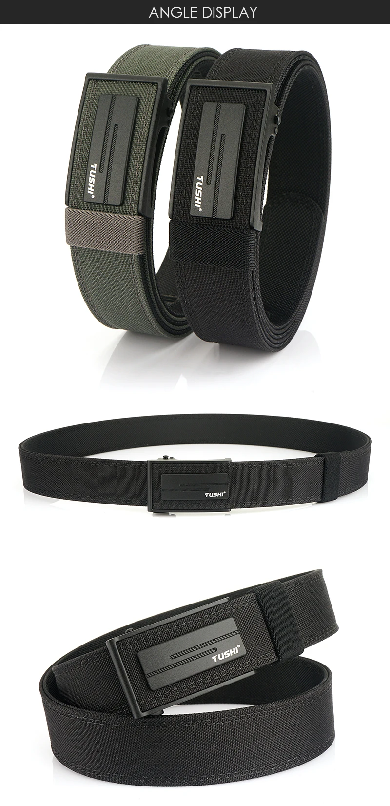 VATLTY Thick Tactical Belt for Men Metal Automatic Buckle Military Pistol Belt Tight Nylon Work Tool Belt Casual Waistband Male