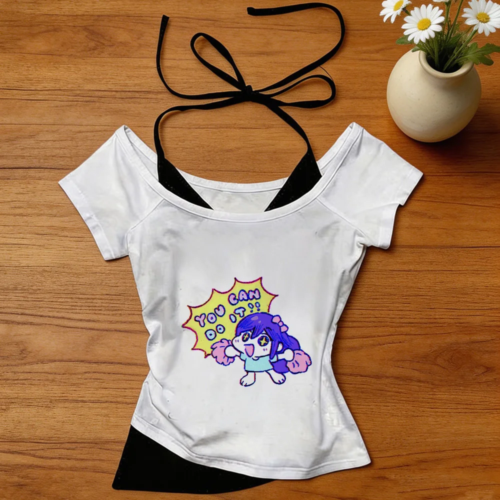 Omori cropped top female harajuku y2k streetwear summer korean fashion t-shirt anime kawaii jojifuku cheap japan
