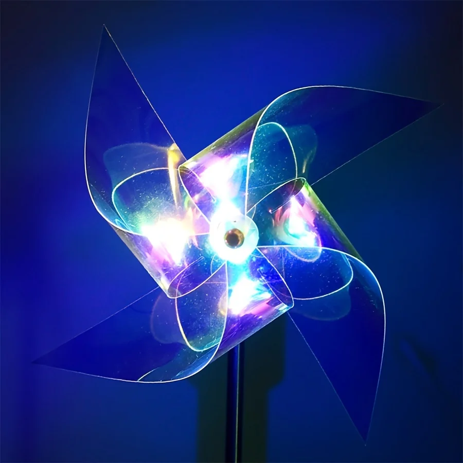 1PC LED Solar Laser Magic Color Windmill Ground Plug-In Lamp Outdoor Decoration Luminous Windmill Lighting Courtyard Lawn Lamp