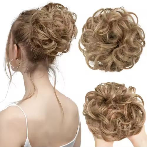 Synthetic Messy Hair Bun Extensions Big Curly Elastic Hair Scrunchies Hairpieces Chignon Donut Updo Hair Pieces for Women - Image 37