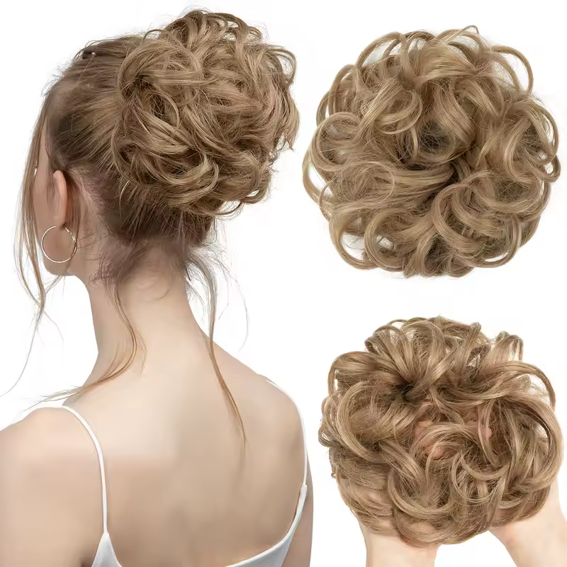 Synthetic Messy Hair Bun Extensions Big Curly Elastic Hair Scrunchies Hairpieces Chignon Donut Updo Hair Pieces for Women - Image 37