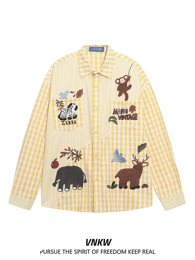 

American Sle Fun Cartoon Animal Long Sve irt Loose Fit for Men And Women Early Spring Versatile Lazy Sle Cotton Poly...