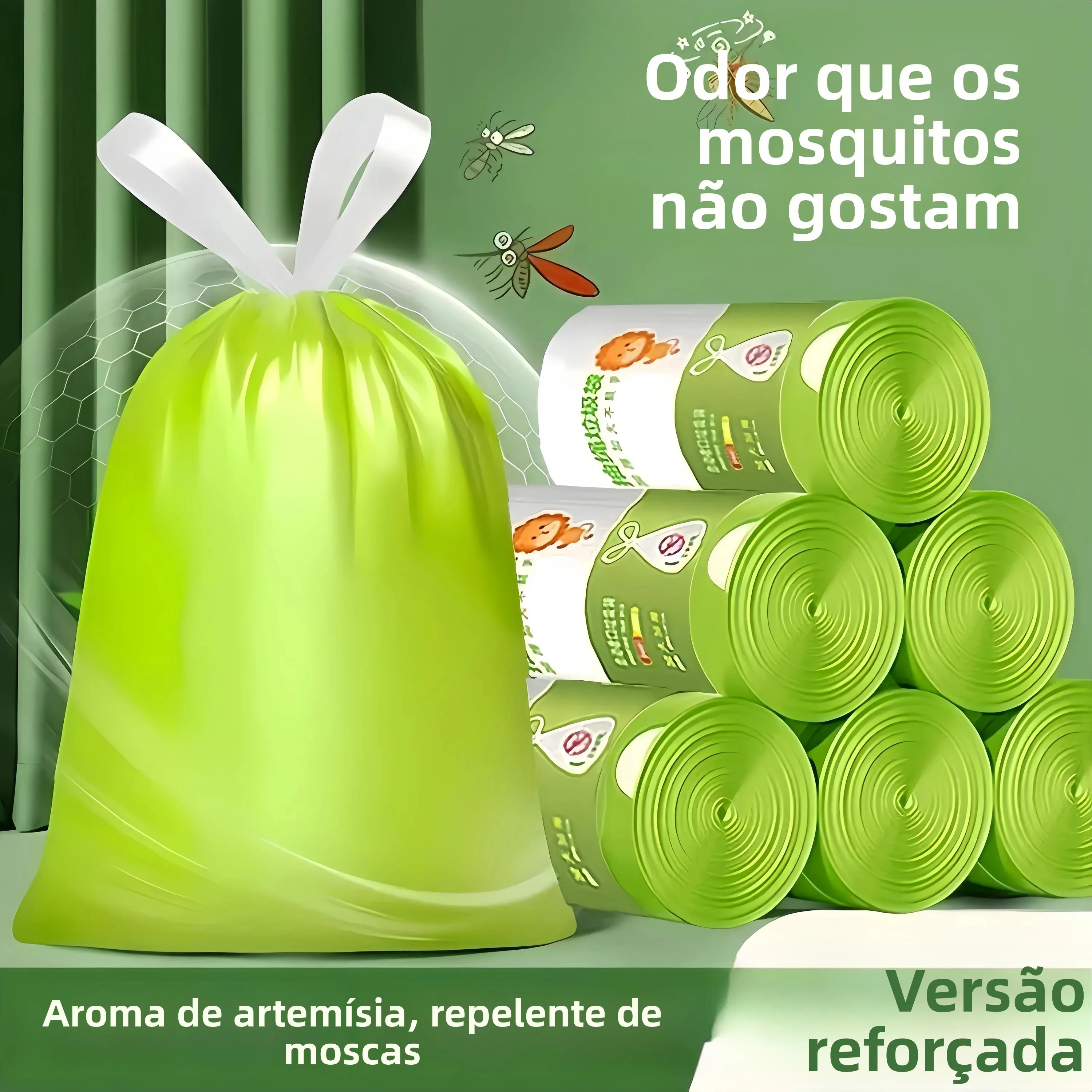 厚手のプラスチック製ゴミ袋、巾着付き、キッチン用、耐久性があり、大きなロール、破れにくい、毎日のゴミ用