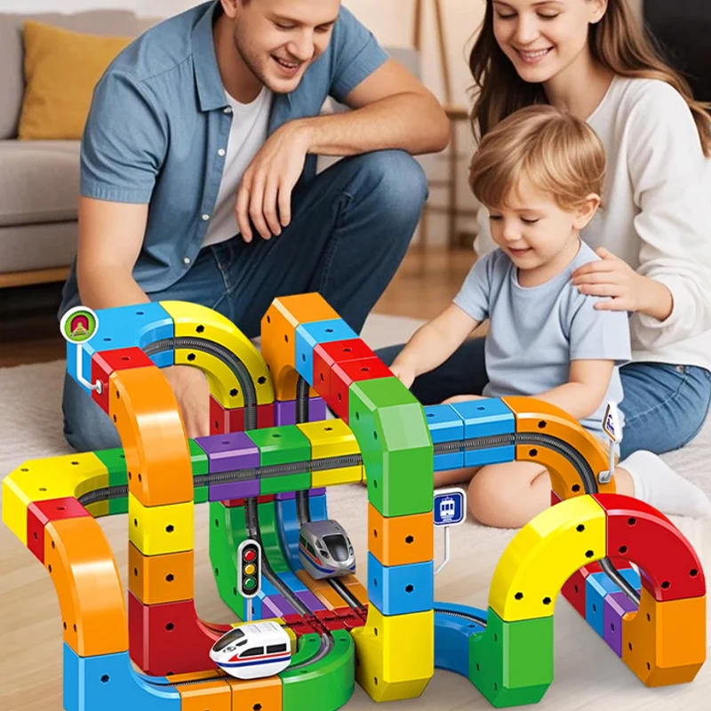 Rompecabezas de cubo de pista mágica para niños, juguete ferroviario de alta velocidad, inteligencia para niños y niñas, bloques de construcción DIY, regalo de cumpleaños, 2026