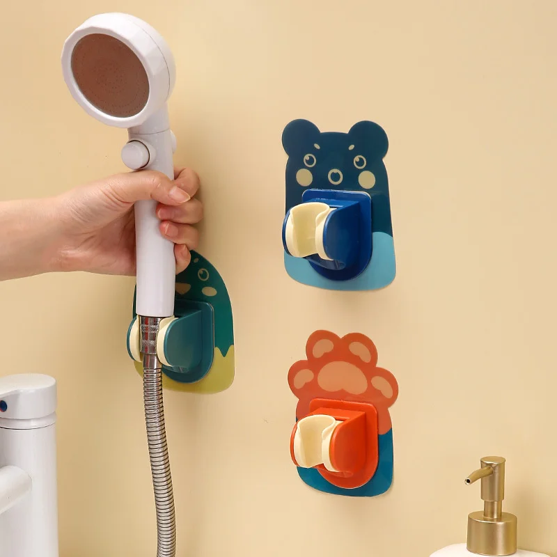 Cartoon Self-Adhesive Shower Head Bracket Universal Adjustable Stable Rotation Bathroom Sprinkler Hanging Holder For Children
