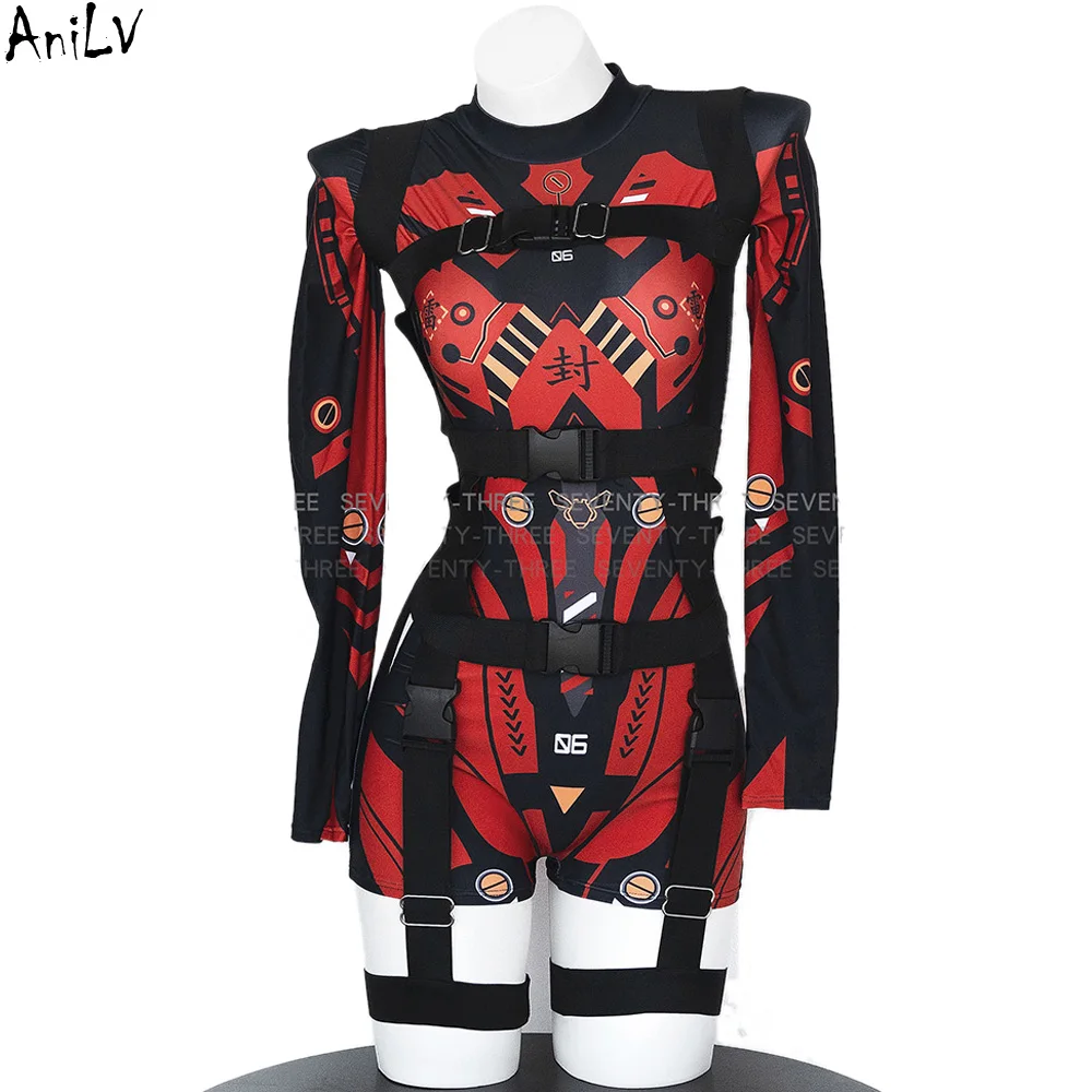 

AniLV Game Chinese Mech Squad Униформа Панк Кибер Ориент Секретная служба Обтягивающий комбинезон Одежда Косплей Костюм