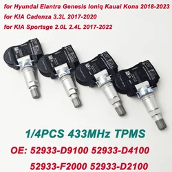 1/4Pc 52933-D9100 52933-D4100 52933D4100 52933-F2000 do Hyundai Elantra Kona KIA Soul Sportage 433Mhz TPMS Czujnik ciśnienia w oponach