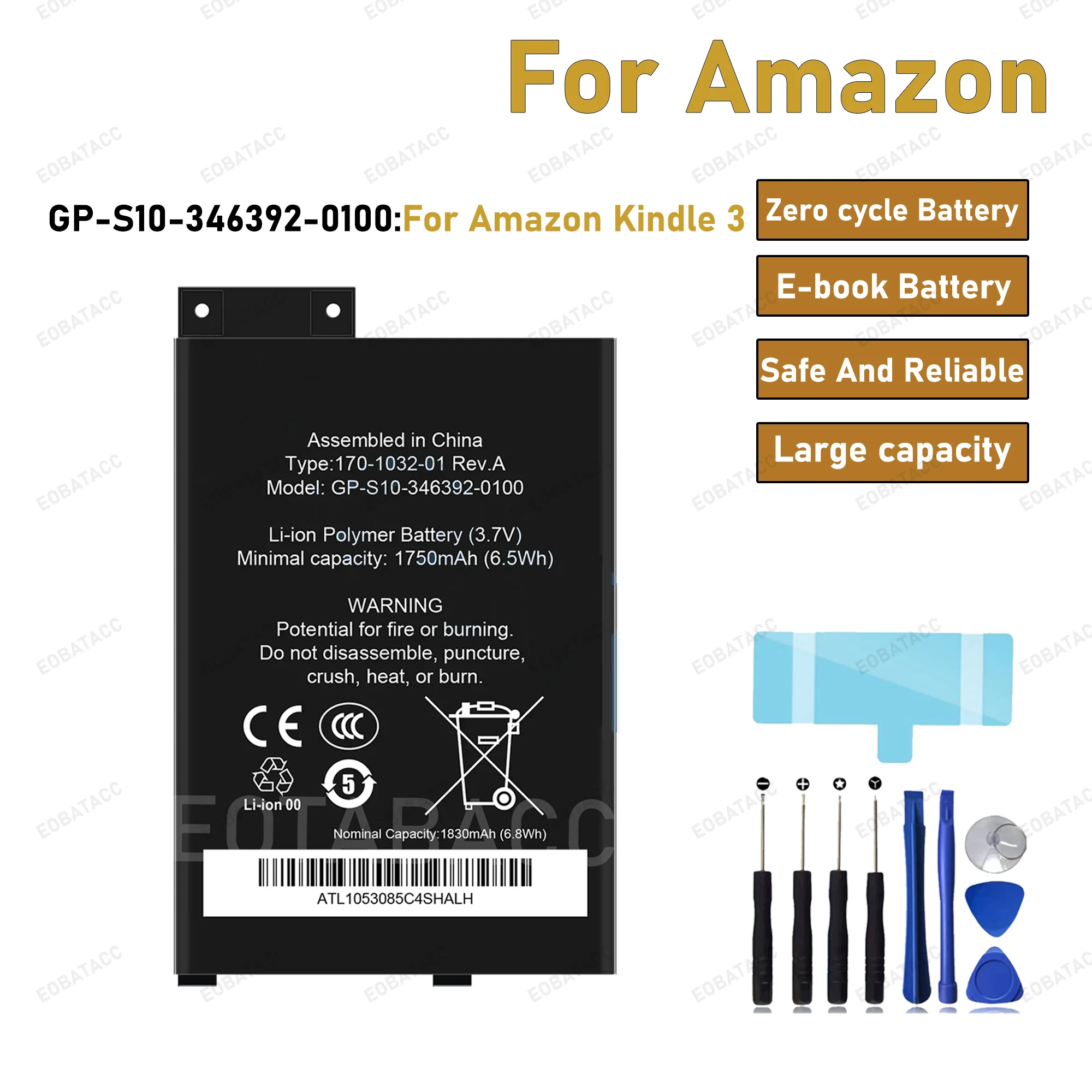 2026 Years 100% Original Battery For Amazon Kindle 3 Kindle 4 5 6 MC-265360 D00901 D01100 Replacement Phone Bateria