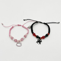 2PCS/set Gothic Spider Bat Cat Friendship Bracelets Best Friend Bff Magnet Heart Goth Matching Rope Chain Bracelets Y2K Jewelry