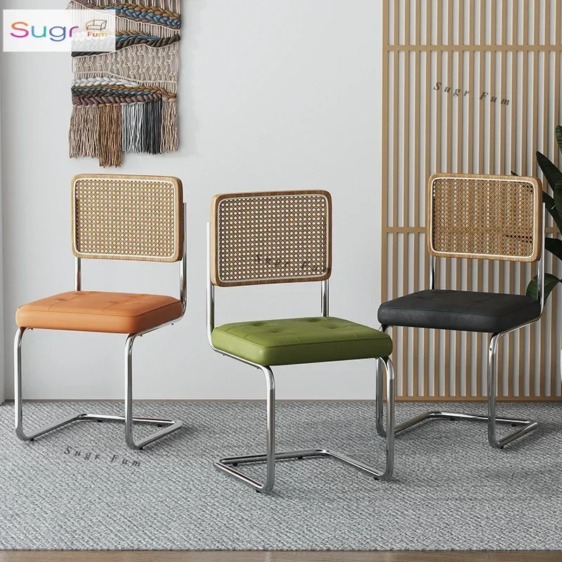 

Dining chair dining table household Nordic light luxury rattan chair backrest modern simple sedentary comfortable retro desk sto