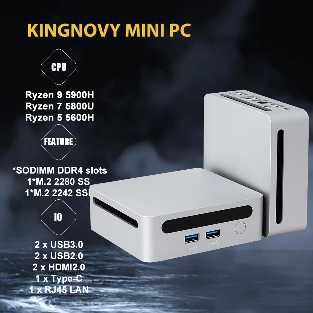 Mini PC with AMD Ryzen 7 7730U 7 5800U Mini Computer, Mini Gaming PC with USB Type-C Desktop Computer Supports Triple 4K Display