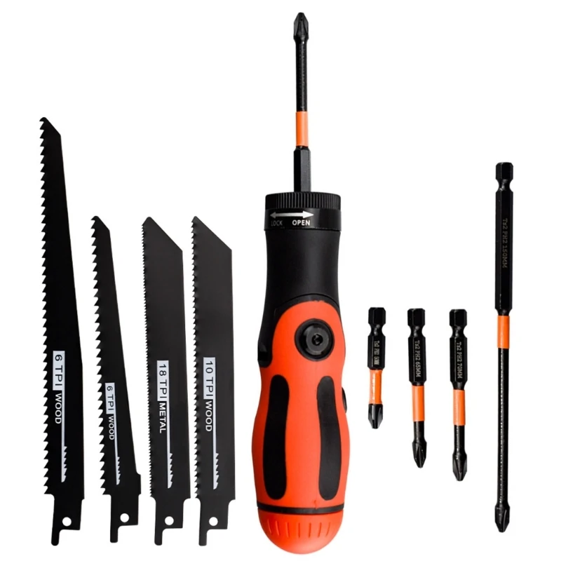 Changeable Handsaw Grip Handle Convenient & Flexible Handle Screwdriver Set for Precise Cutting Woodworking Tool