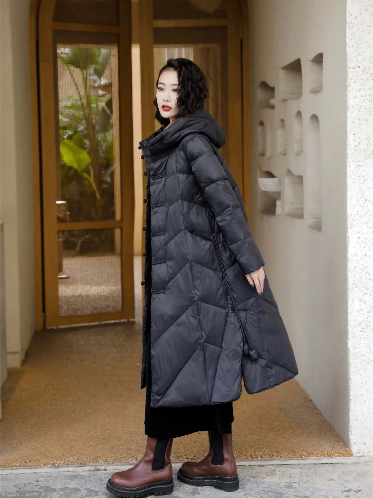 Chinese Style Casual Coats for Women, Windproof, Thick Down Jacket, Loose Parka, Button Puffer Coats, Winter Jackets, Fashion