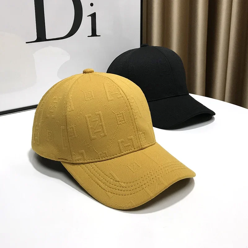 Online Celebrity Cap Women's Autumn/Winter Yellow Hats 2022 New Letter Sun Protection Caps Curved Eaves Hard Top Baseball Cap