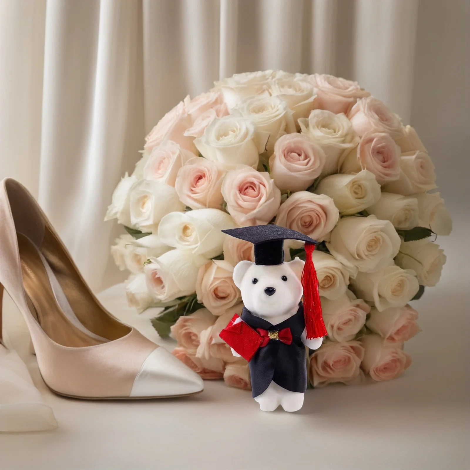 

10Pcs Phd Bear Grad Bear Flower Bouquet Tiny Stuffed Animal Centerpiece for High School College Grad Celebration Decor