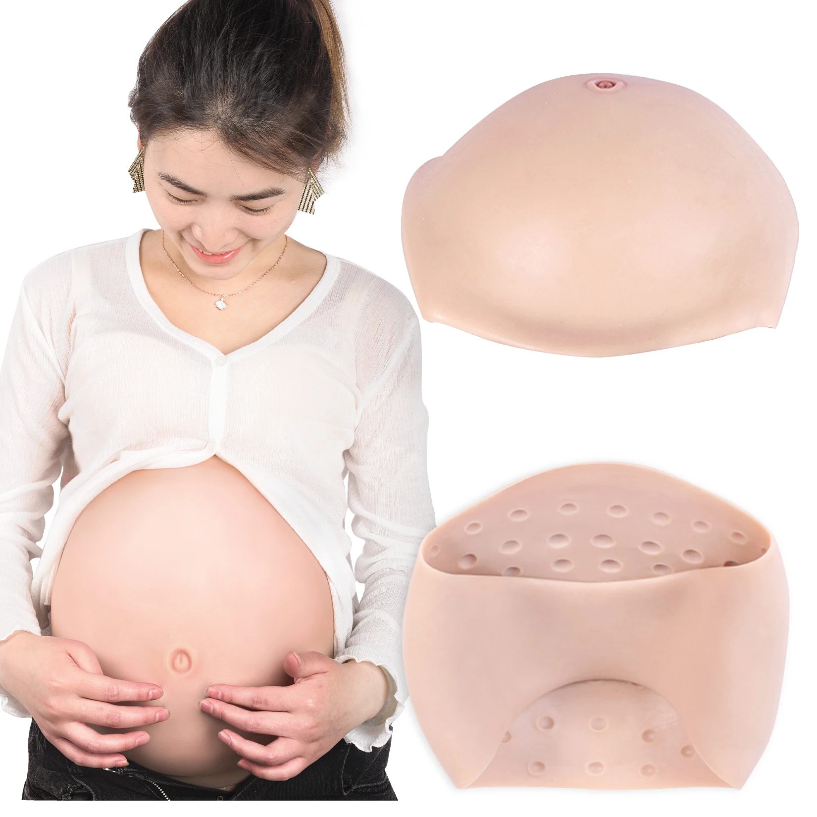 Silicone Pregnancy Belly 2-10 Months Artificial Fake Pregnant Belly Lifelike Skin for Actor Pregnant for Photography Props