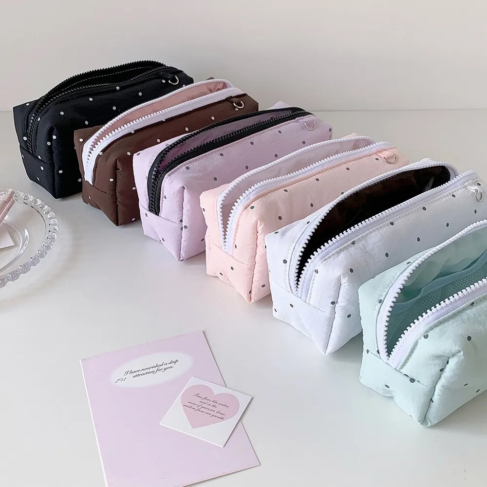 

Pencil Pouch Y2k Dots Pencil Case Large Capacity Stationery Korean Style Pen Bag Simple Desktop Storage Cloth Stationery Bag