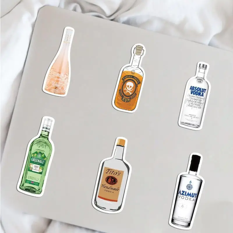 50PCS cartoon wine bottle sticker waterproof suitcase notebook scooter water cup refrigerator sticker