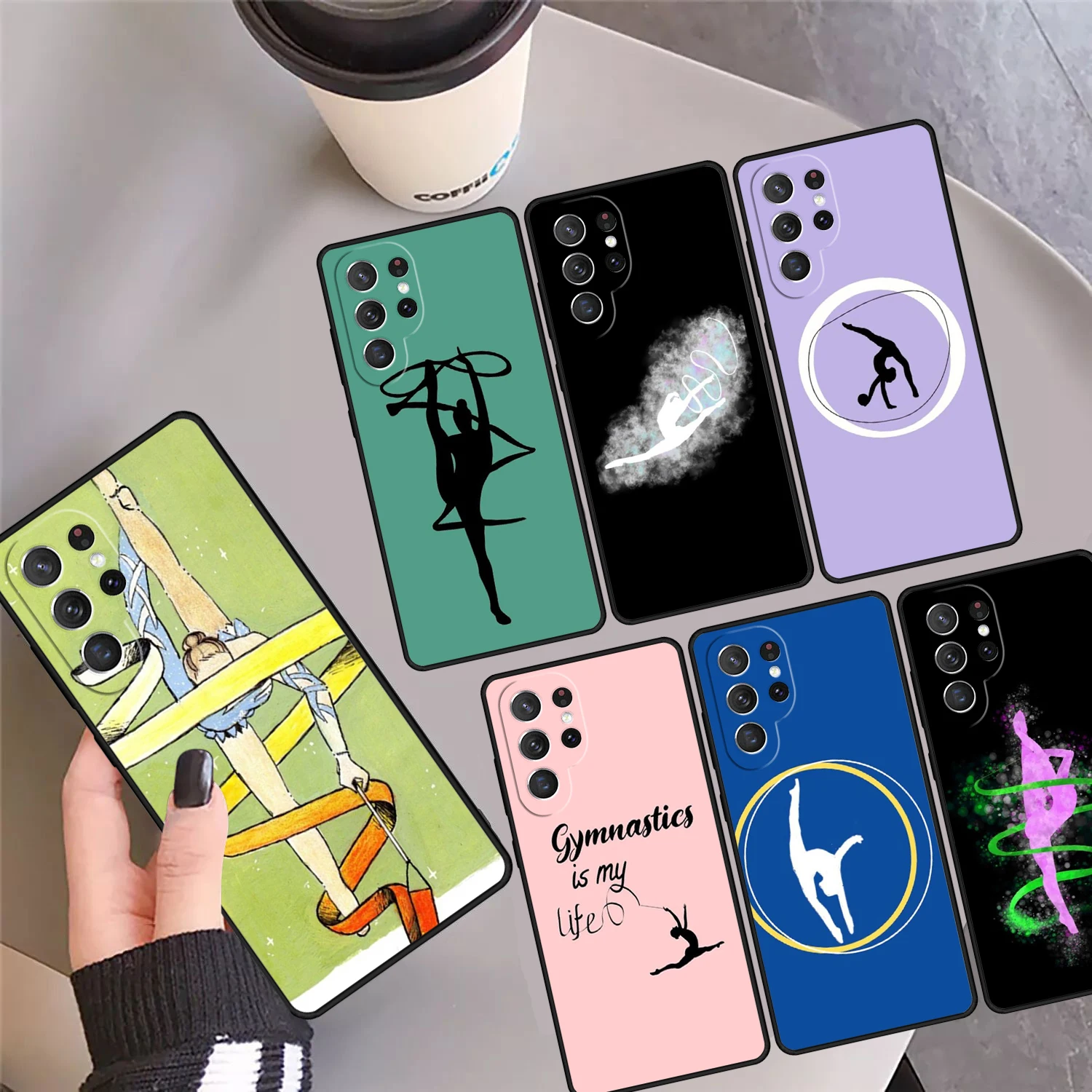 ribbon gymnastics movement Phone Case Cover For Samsung Galaxy S24 Ultra 23 S22 Plus S21 FE S20 S8 S9 S10 Note 10 Pro Note 20