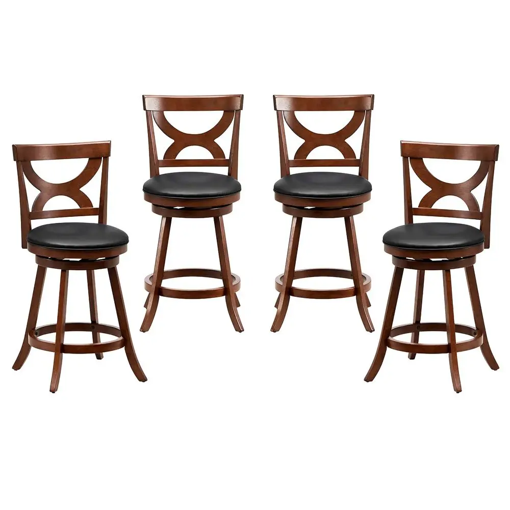 

Bar Stools Set of 4, 360Degree Swivel Chairs with Soft Cushion amp Elegant Hollow Backrest, Rubber Wood Footrests, holstered