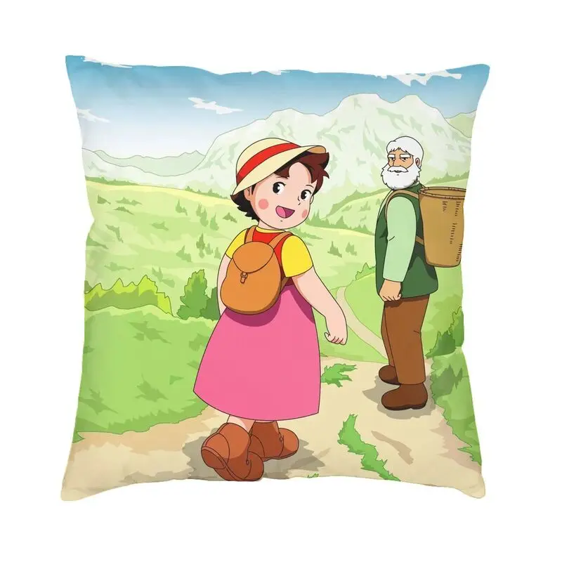 Anime Heidi Girl Of The Alps Cushion Cover Printing Heidi Peter Grandpa Throw Pillow Case Living Room Pillowcase Home Decorative